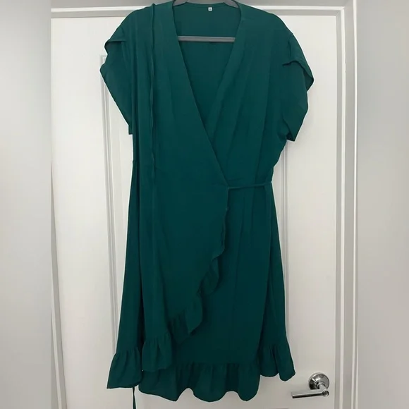 Amazon | Dresses | Emerald Green Wrap Mini Dress | Poshmark
